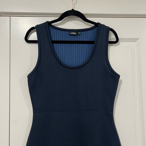 Kate Spade Saturday Women's Short Sleeveless Scuba Dress in Navy Size‎ Medium - Picture 2 of 9